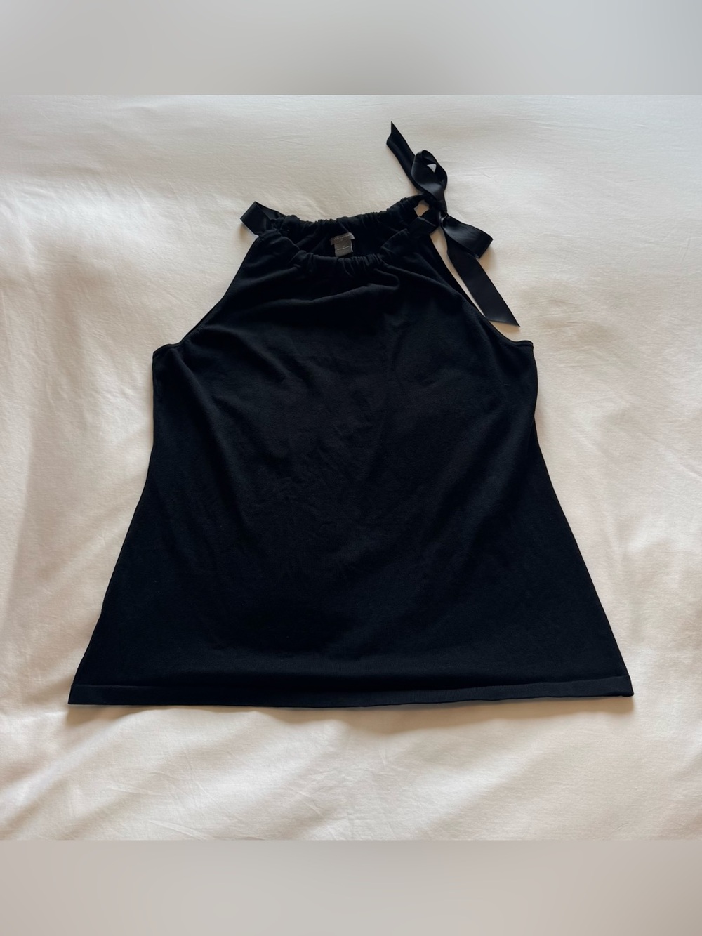Ann Taylor Black Halter Top with Bow